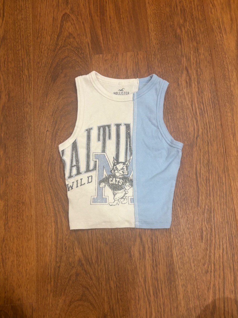 Hollister Split White and Light Blue Girls Tank